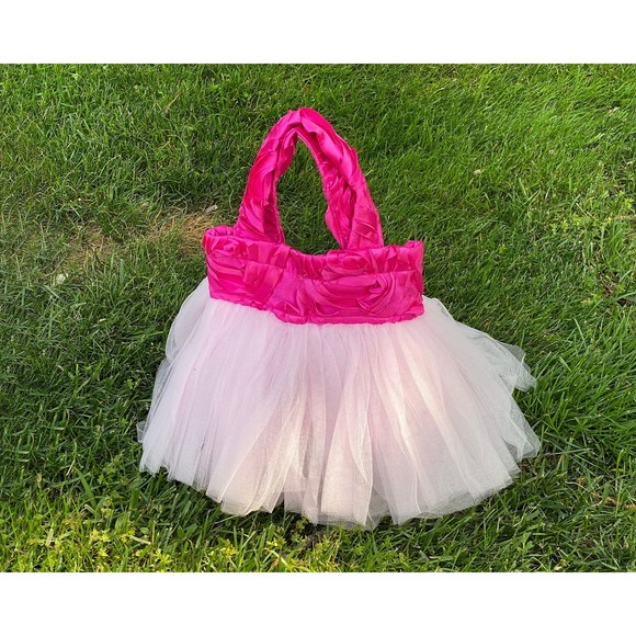 Princess Tote, Bridesmaid Bag, Fuchsia Tote Bag, Hot Pink Flower Girl Tote - Picture 3 of 5
